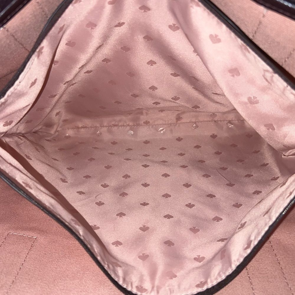 Kate Spade Ash Street Logo Triple Compartment Tote GUC Cotton Twill Leather Trim - Picture 7 of 14